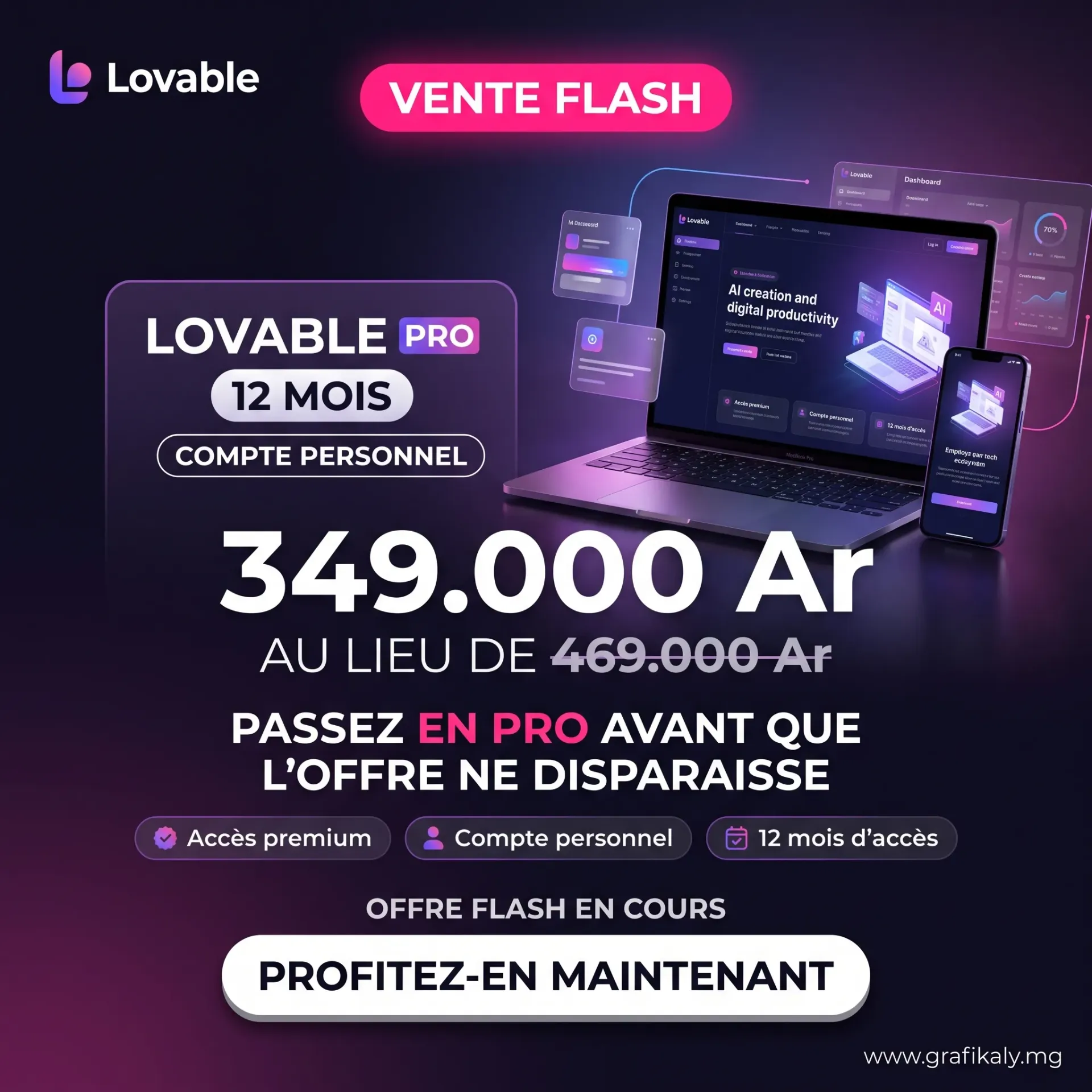 Lovable PRO | 12 MOIS Compte perso