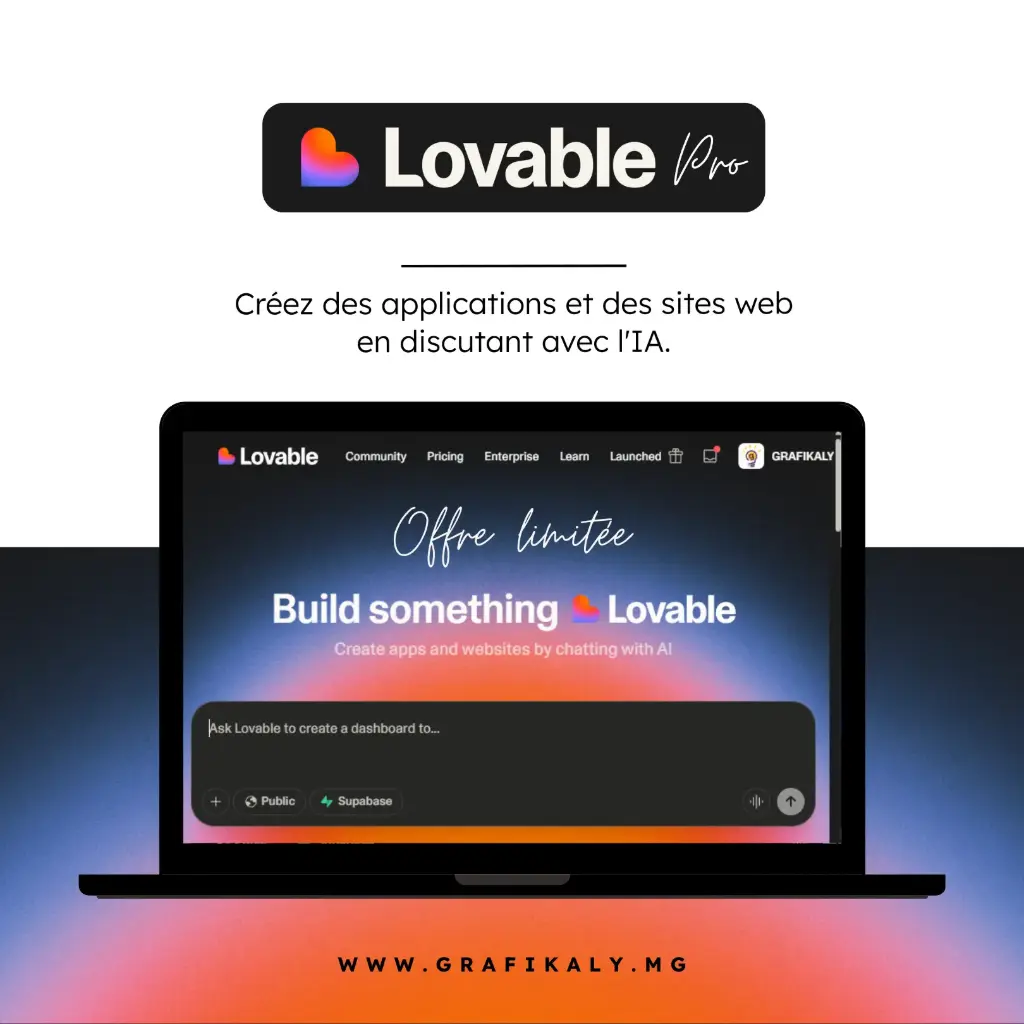 LOVABLE LITE 12 MOIS | 300 crédits inclus - Compte perso