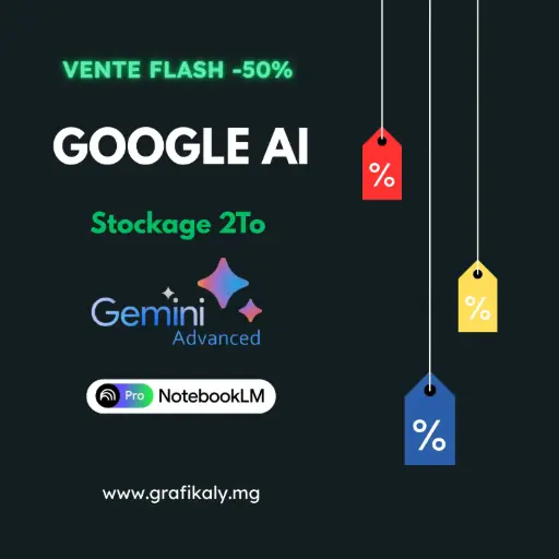 GOOGLE AI + GEMINI PRO + NOTEBOOK LM PRO + 2To