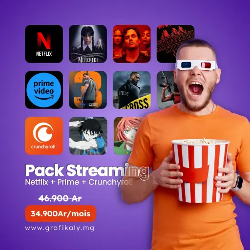 Pack Streaming | Netflix + Prime + Crunchyroll
